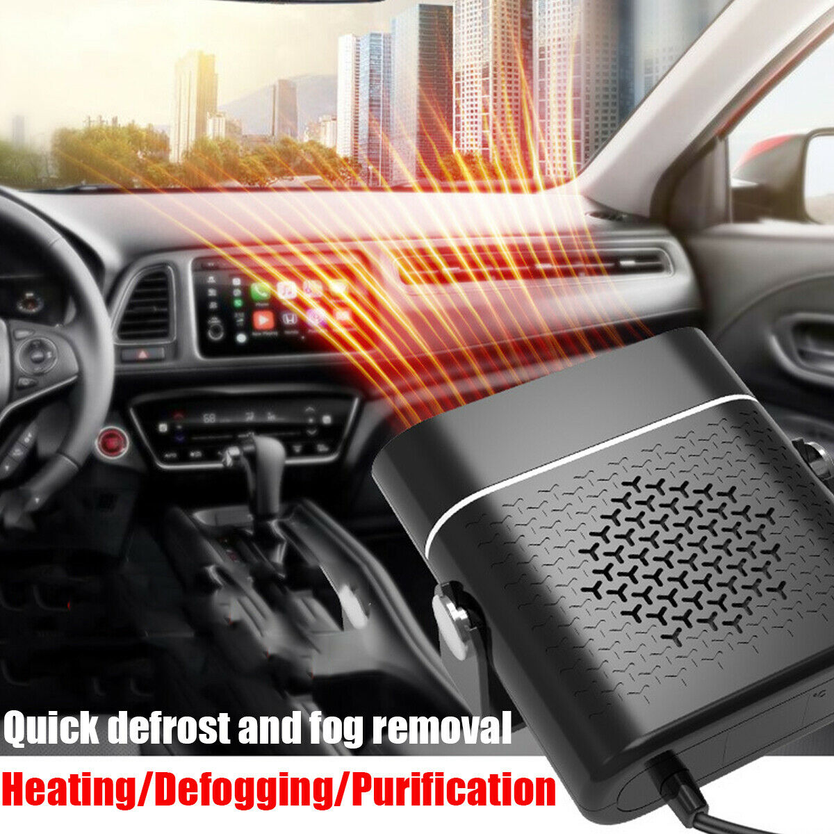3 In 1 Car Heater Defogger Plug In Cigarette Lighter Mini Car Heater Defroster ABS Car Heaters Fan Defogger Anti-Fog - Tech Trove Boutique